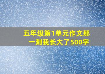 五年级第1单元作文那一刻我长大了500字