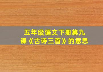 五年级语文下册第九课《古诗三首》的意思