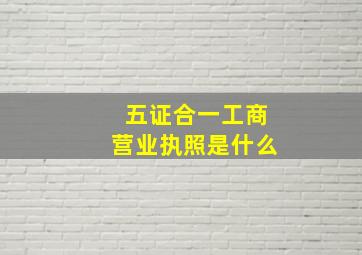 五证合一工商营业执照是什么