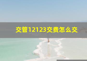 交管12123交费怎么交