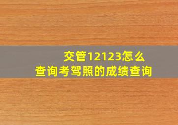 交管12123怎么查询考驾照的成绩查询