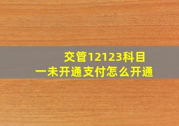 交管12123科目一未开通支付怎么开通