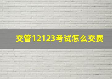 交管12123考试怎么交费