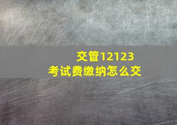 交管12123考试费缴纳怎么交