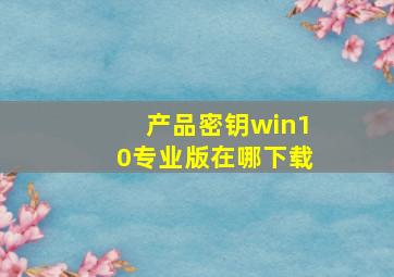 产品密钥win10专业版在哪下载