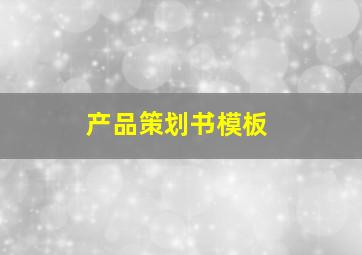 产品策划书模板