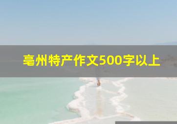 亳州特产作文500字以上