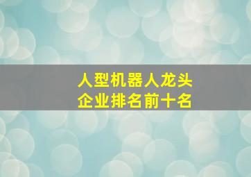 人型机器人龙头企业排名前十名