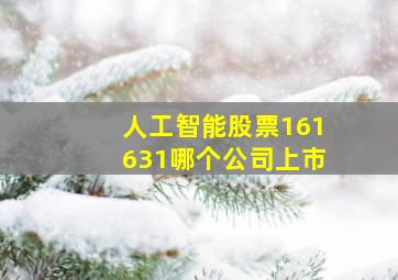 人工智能股票161631哪个公司上市