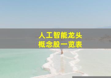 人工智能龙头概念股一览表