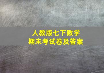 人教版七下数学期末考试卷及答案