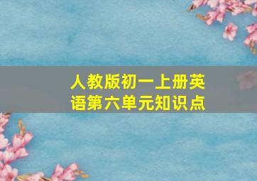 人教版初一上册英语第六单元知识点