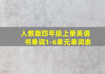 人教版四年级上册英语书单词1-6单元单词表