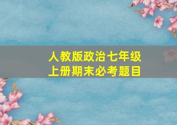 人教版政治七年级上册期末必考题目