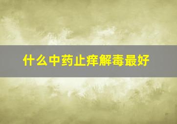 什么中药止痒解毒最好