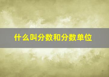 什么叫分数和分数单位