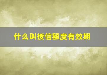 什么叫授信额度有效期