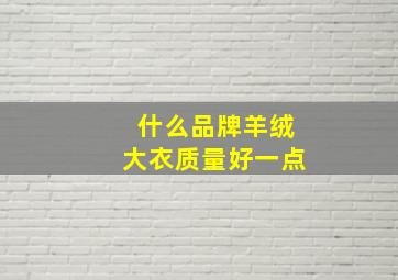 什么品牌羊绒大衣质量好一点