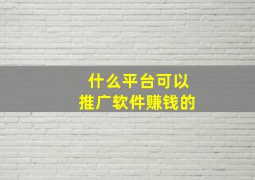 什么平台可以推广软件赚钱的