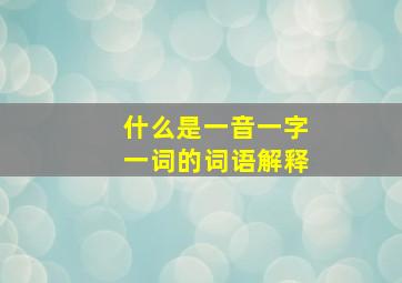 什么是一音一字一词的词语解释