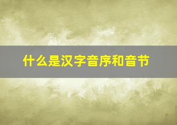 什么是汉字音序和音节