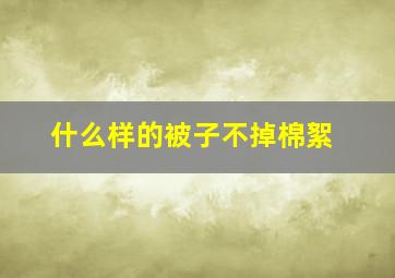 什么样的被子不掉棉絮