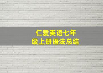 仁爱英语七年级上册语法总结