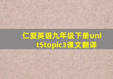 仁爱英语九年级下册unit5topic3课文翻译