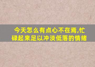 今天怎么有点心不在焉,忙碌起来足以冲淡低落的情绪