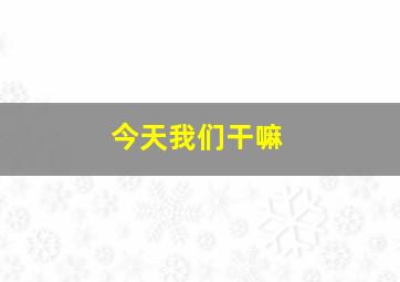 今天我们干嘛