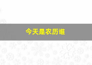 今天是农历谁