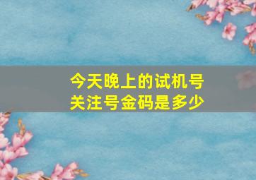 今天晚上的试机号关注号金码是多少