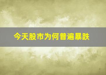 今天股市为何普遍暴跌