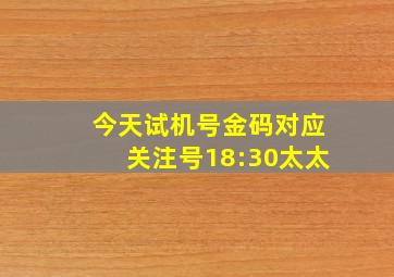 今天试机号金码对应关注号18:30太太