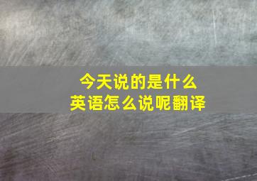 今天说的是什么英语怎么说呢翻译