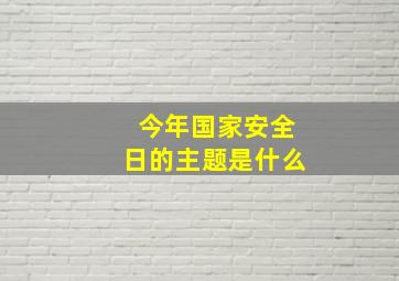 今年国家安全日的主题是什么