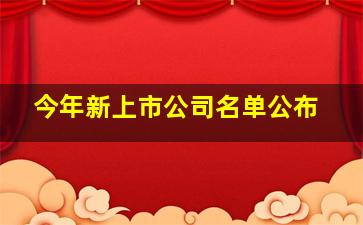 今年新上市公司名单公布