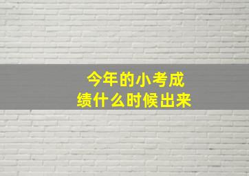 今年的小考成绩什么时候出来