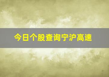 今日个股查询宁沪高速