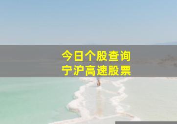 今日个股查询宁沪高速股票