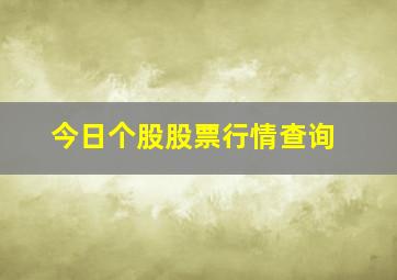 今日个股股票行情查询