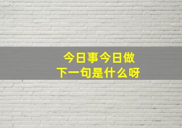 今日事今日做下一句是什么呀