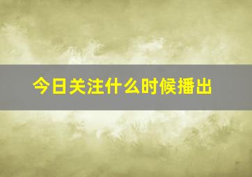 今日关注什么时候播出