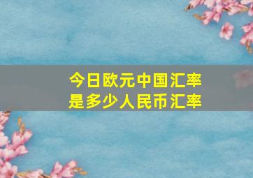 今日欧元中国汇率是多少人民币汇率