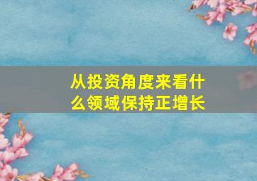 从投资角度来看什么领域保持正增长