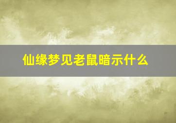 仙缘梦见老鼠暗示什么