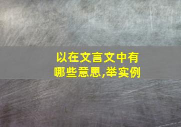 以在文言文中有哪些意思,举实例