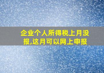 企业个人所得税上月没报,这月可以网上申报