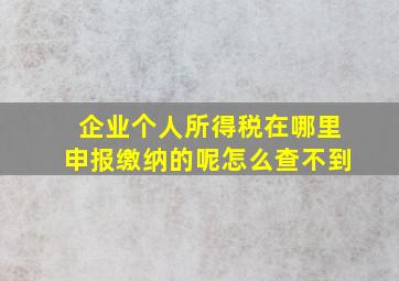 企业个人所得税在哪里申报缴纳的呢怎么查不到