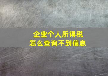 企业个人所得税怎么查询不到信息